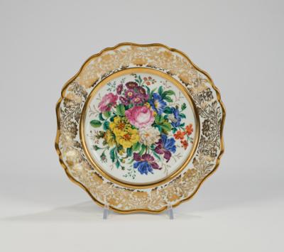 Kaiserliche Manufaktur, Wien,1851, Teller mit Blumenbukett, - Vetri e porcellane