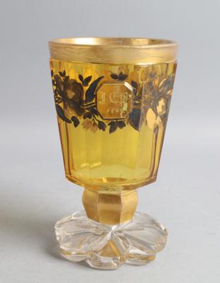 Pokal mit Initialen J. E. P. 1844, - Glas und Porzellan