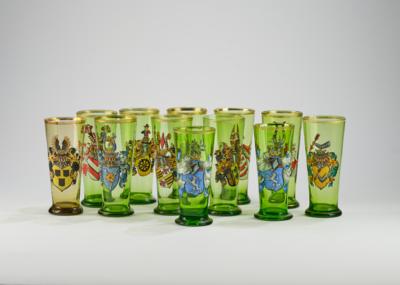 Biergläser mit Preussischen und Sächsischen Adelswappen, Ende 19. Jh., 11 Stück - Glass & Porcelain