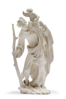 Christophorus trägt das sitzende Christuskind auf der Schulter, - Glass & Porcelain