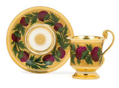 Französische Gold-Tasse mit Gold-Untertasse, - Sklo a porcelán
