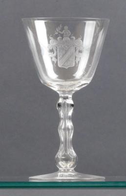Weinglas mit dem Wappen der Familie Gruner, - Glass & Porcelain