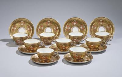 A. B. Daniell and Son, 11 Teetassen mit Untertassen, persischer Dekor, London um 1910, - Glass & Porcelain