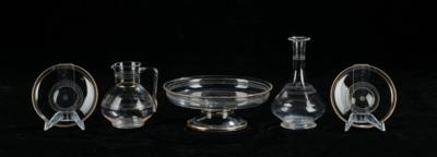 Lobmeyr Dessert-Set, "Ludwig"Service TS 4 GR mit Perlborde, Entwurf Ludwig Lobmeyr 1885, - Sklo a porcelán