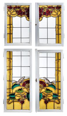 Dekoratives verbleites Paar Fenster, - Glass & Porcelain