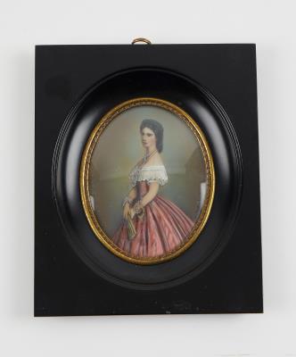 Medaillon mit dem farbigen Porträt Elisabeth von Österreich nach Wintherhalter, - Sklo a porcelán
