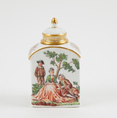 Teedose mit Deckel Meißen um 1745-1750, - Sklo a porcelán