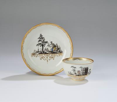 Paar Koppchen mit Untertassen kaiserliche Manufaktur Wien 1762-1771, - Glass and Porcelain