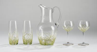 Trinkservice mit "weißen Glockenblumen" handgemalt, Venedig um 1985, - WEIHNACHTS-AUKTION Glas & Porzellan