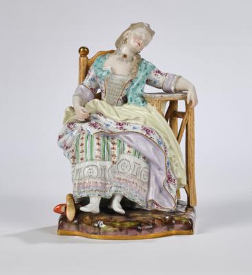 "Schlafende Louise", Meißen, um 1850, - Vetri e porcellane