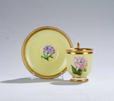 Blumentasse mit Blumen-Untertasse, Kaiserliche Manufaktur, Wien 1806, - Glas & Porzellan