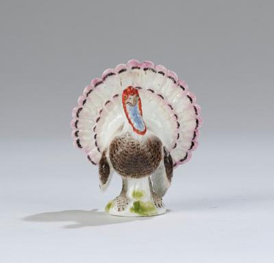 Miniatur-Truthahn für Graf Brühl Meißen um 1750, - Sklo a porcelán