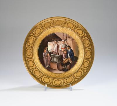 Teller mit russischer Schmied-Familie, KPM-Berlin um 1780, - Sklo a porcelán
