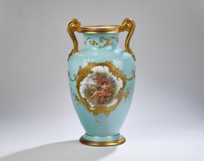 Amphoren-Vase mit Amorszenen im Frühling, Ginori, - Sklo a porcelán