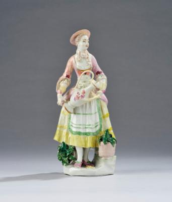 Gärtnerin mit Kanne, Kaiserliche Manufaktur, Wien um 1760, - Glas & Porzellan