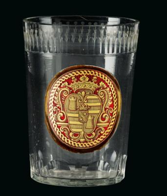 Mildner Becher mit dem Wappen der Familie Sternbach zum Stock und Luttach, datiert 1789, - Glass and Porcelain