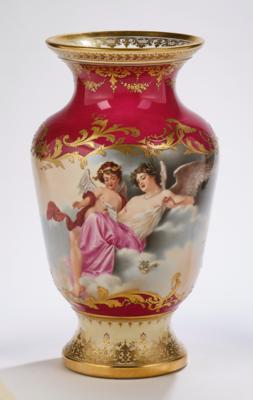 Prachtvolle Vase mit der "Tonkunst", Dresden, Heufel  &  Co., 1900-1940, - Glas & Porzellan