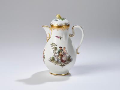 Wiener Kaffeekanne mit Deckel, Kaiserl. Manufaktur, um 1770, - Sklo a porcelán