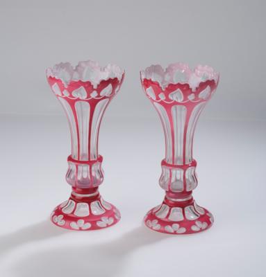 Paar Vasen, Böhmen um 1850, - Vetri e porcellane