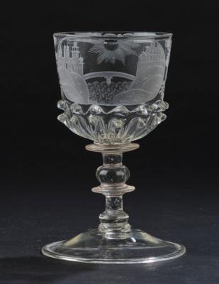 Pokal, Böhmen um 1690, - Glas & Porzellan