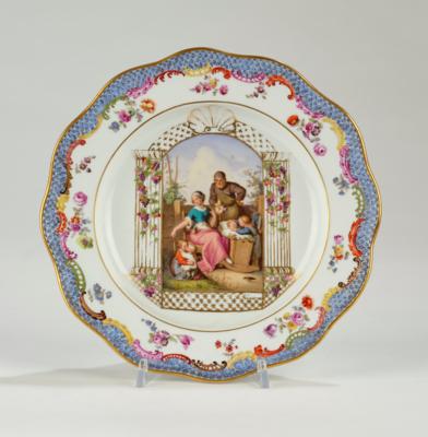 Bildteller "Familienidyll", Meissen 2. Hälfte 19. Jh. - Glass and Porcelain