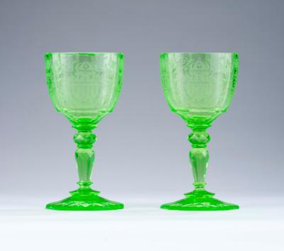 J. &  L. Lobmeyr - 2 Rheinweingläser aus dem Trinkservice TS 206 "Maria Theresia", - Glass and Porcelain