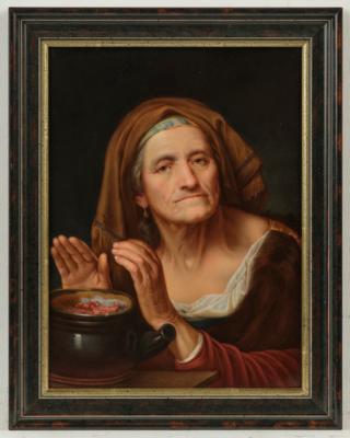Porzellanbild "Die Alte mit dem Kohlenbecken" nach Guiseppe Nogari (1699-1766) - Glass and Porcelain
