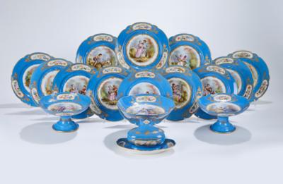 Serviceteile im Sèvres Stil, Frankreich, Ende 19. Jh., - Glass and Porcelain