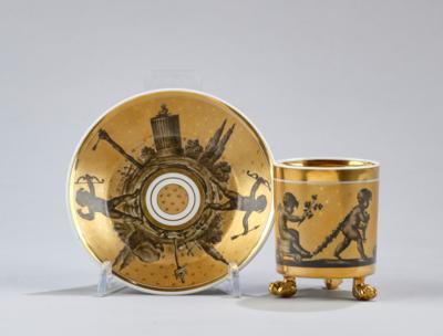 Tasse mit Untertasse, Blerzy et Sauvage, Paris 1802-23(?), - Sklo a porcelán