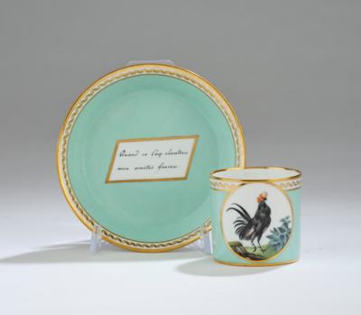 Tasse mit Untertasse, Kaiserliche Manufaktur, Wien 1799, - Sklo a porcelán