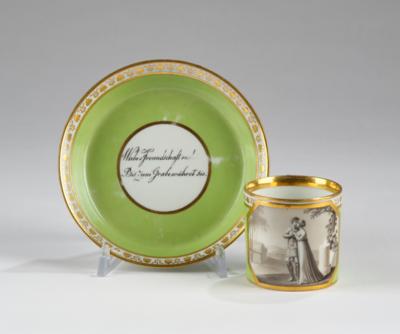 Tasse mit Untertasse, Kaiserliche Manufaktur, Wien 1809/10, - Glass and Porcelain