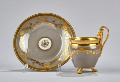 Tasse mit Untertasse, Kaiserliche Manufaktur, Wien 1814, - Glass and Porcelain
