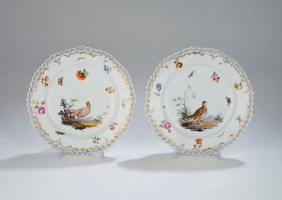 2 Dessertteller, KPM Berlin, um 1780/1800, - Glas & Porzellan