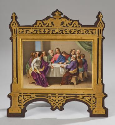 Porzellanbildplatte "Das letzte Abendmahl", Kaiserliche Porzellanmanufaktur, Wien 1854, - Glass and Porcelain