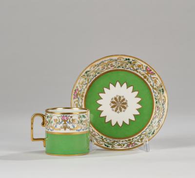 Tasse mit Untertasse, Kaiserliche Porzellanmanufaktur, Wien 1794/95, Sorgenthal Periode, - Sklo a porcelán