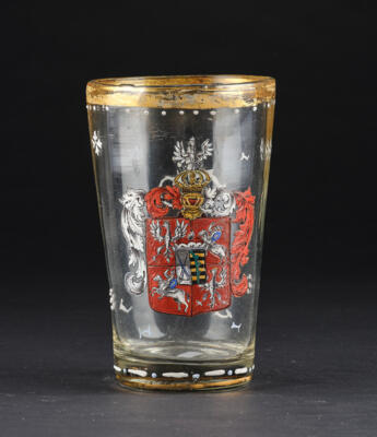 Becher mit Wappen von Sachsen-Polen-Litauen, Ende 19. Jh., - Glas & Porzellan