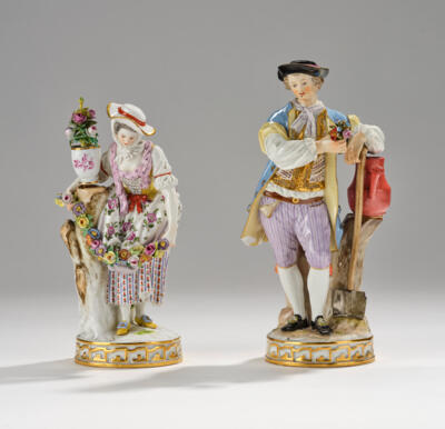 Ein Paar Figuren "Gärtnerin" und "Gärtner", Meissen 2. Hälfte 19./ Anfang 20. Jh. - Sklo a porcelán