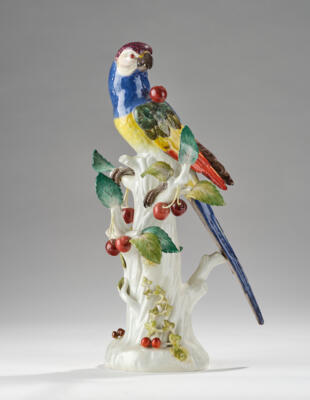 Papagei mit Kirschen, Meissen 1987, - Sklo a porcelán