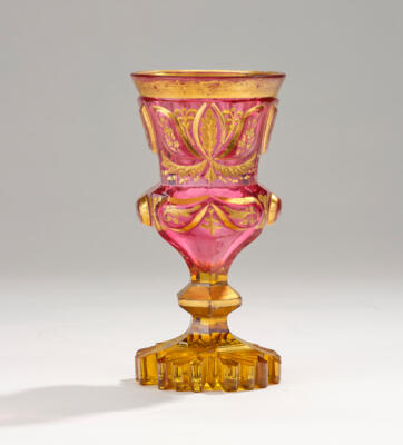 Pokal, Böhmen um 1840/50, - Glas & Porzellan