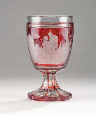 Pokal, Böhmen um 1840, - Sklo a porcelán