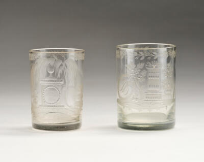 Zwei Becher, Böhmen oder Schlesien um 1810/20, - Glass and Porcelain