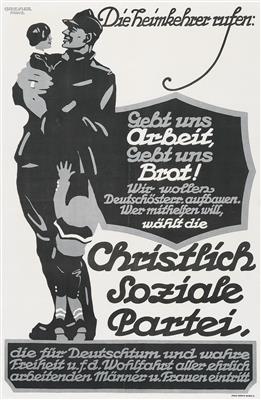 GRIESSLER Franz (1877-1974) "Christlich Soziale Partei" - Posters, Advertising Art, Comics, Film and Photohistory