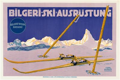 KUNST Carl (1884-1913) "Bilgeri-Ski-Ausrüstung" - Plakáty, Komiksy a komiksové umění