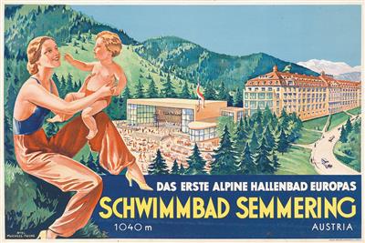 MUCHSEL-FUCHS (Atelier) "Schwimmbad Semmering" - Plakate, Reklame, Comics, Film- und Fotohistorika