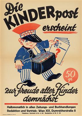 MONOGRAMMIST: E. v. TH. "Die Kinderpost erscheint" - Manifesti e insegne pubblicitarie, fumetti, storia del cinema e della fotografia