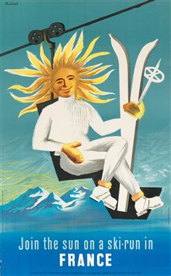 DUBOIS "Join the sun on a ski-run in France" - Plakate, Reklame, Comics, Film- und Fotohistorika