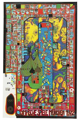 HUNDERTWASSER Friedensreich "Olympische Spiele München 19-72" - Manifesti e insegne pubblicitarie, fumetti, storia del cinema e della fotografia