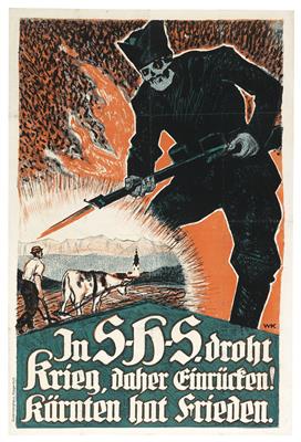 KÜHN Carl Heinrich Walter "In S-H-S droht Krieg" - Manifesti e insegne pubblicitarie, fumetti, storia del cinema e della fotografia