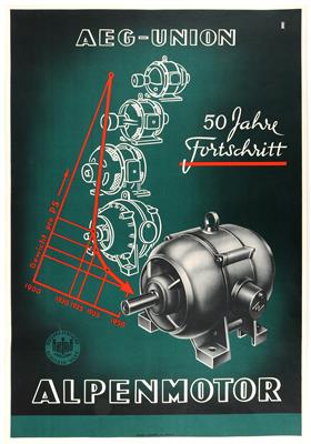 AEG-UNION - ALPENMOTOR / ELEKTROMOTORE, Konvolut (2 Stück) - Plakáty a reklama