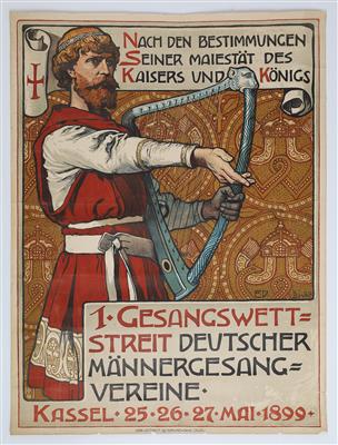 1. GESANGSWETTSTREIT DEUTSCHER MÄNNERGESANGSVEREINE KASSEL 1899 - Manifesti e insegne pubblicitarie